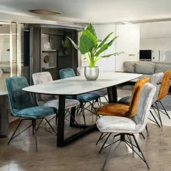 LOMBARDIE Meubles De Cuisine·Chaises|Chaises Velours|Chaise pivotante dorée bi-matière, dossier en T (lot de 2)