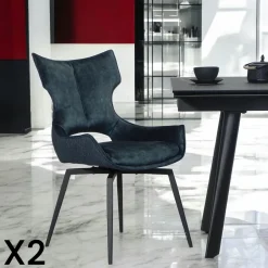 LOMBARDIE Meubles De Cuisine·Chaises|Chaises Velours|Chaise pivotante dorée bi-matière, dossier en T (lot de 2)