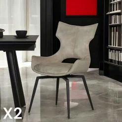 LOMBARDIE Meubles De Cuisine·Chaises|Chaises Avec Accoudoirs|Chaise pivotante gris anthracite bi-matière, dossier en T (lot de 2)