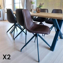 AMSTERDAM Chaises Contemporaines|Meubles De Cuisine·Chaises|Chaise pivotante grise avec couture (lot de 2)