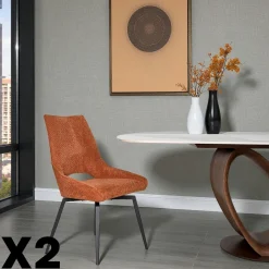 LIGURIE Chaises Contemporaines|Meubles De Cuisine·Chaises|Chaise pivotante grise, dossier ouvert (lot de 2)