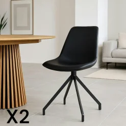 AMSTERDAM Chaises Contemporaines|Meubles De Cuisine·Chaises|Chaise pivotante marron foncé avec couture (lot de 2)