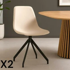 AMSTERDAM Chaises Contemporaines|Meubles De Cuisine·Chaises|Chaise pivotante marron foncé avec couture (lot de 2)