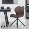 LOMBARDIE Chaises Contemporaines|Meubles De Cuisine·Chaises|Chaise pivotante marron foncé avec dossier courbe, (lot de 2)