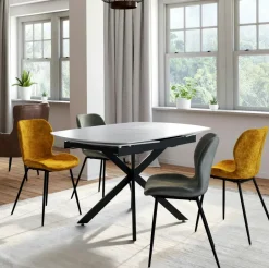 LOMBARDIE Chaises Velours|Chaises Contemporaines|Chaise pivotante moutarde en velours patiné avec poignée (lot de 2)