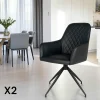 SAVONE Chaises Contemporaines|Meubles De Cuisine·Chaises|Chaise pivotante noire avec accoudoirs (lot de 2)