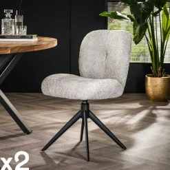 GALWAY Univers Déco·Design Contemporain|Chaises Contemporaines|Chaise pivotante rembourrée en bouclette taupe (lot de 2)