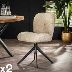 GALWAY Univers Déco·Design Contemporain|Chaises Contemporaines|Chaise pivotante rembourrée en bouclette taupe (lot de 2)