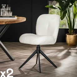 GALWAY Univers Déco·Design Contemporain|Chaises Contemporaines|Chaise pivotante rembourrée en bouclette taupe (lot de 2)