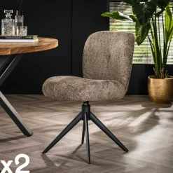 GALWAY Univers Déco·Design Contemporain|Meubles De Cuisine·Chaises|Chaise pivotante rembourrée en bouclette sable (lot de 2)