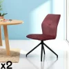 LOMBARDIE Chaises Velours|Chaises Contemporaines|Chaise pivotante rose en velours patiné avec poignée (lot de 2)