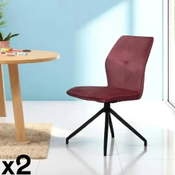 LOMBARDIE Chaises Velours|Chaises Contemporaines|Chaise pivotante rose en velours patiné avec poignée (lot de 2)