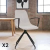 AMSTERDAM Meubles De Cuisine·Chaises|Chaise pivotante sable en tissu bouclette avec accoudoirs (lot de 2)