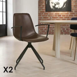 AMSTERDAM Meubles De Cuisine·Chaises|Chaise pivotante sable en tissu bouclette avec accoudoirs (lot de 2)