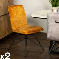 OKA Chaises Velours|Chaises Contemporaines|Chaise pivotante velours doré (lot de 2)