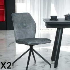 LOMBARDIE Chaises Velours|Chaises Contemporaines|Chaise pivotante vert en velours patiné avec poignée (lot de 2)