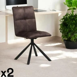 IENA Chaises Capitonnées|Chaises Contemporaines|Chaise rotative tissu anthracite (lot de 2)