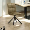 IENA Chaises Capitonnées|Chaises Contemporaines|Chaise rotative tissu kaki (lot de 2)