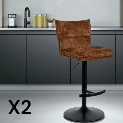 IENA Chaises Capitonnées|Chaises Contemporaines|Chaise rotative tissu kaki (lot de 2)