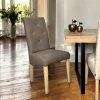 Univers Déco·Classique Chic|Chaises Capitonnées|Chaise salle à manger taupe capitonnée MANOIR