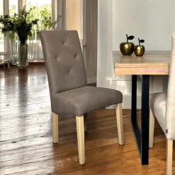 Univers Déco·Classique Chic|Chaises Capitonnées|Chaise salle à manger taupe capitonnée MANOIR