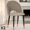MALMOE Chaises Capitonnées|Chaises Contemporaines|Chaise salle à manger tissu quadrillé taupe (lot de 2)