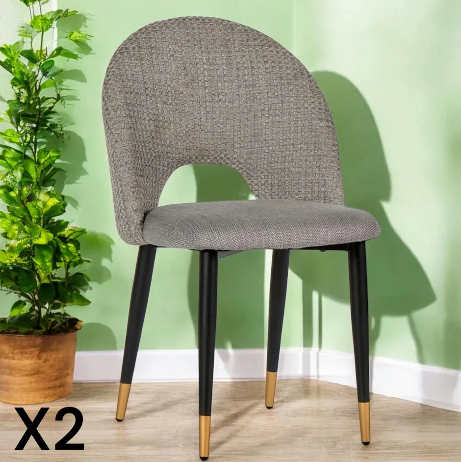 MALMOE Chaises Capitonnées|Chaises Contemporaines|Chaise salle à manger tissu quadrillé bleu clair (lot de 2)