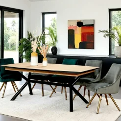 Chaises Capitonnées|Meubles De Cuisine·Chaises|Chaise salle à manger tissu jeans sable (lot de 2)