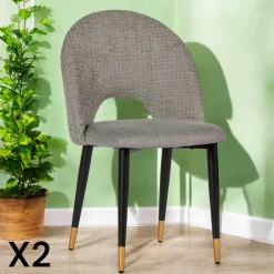 MALMOE Chaises Capitonnées|Chaises Contemporaines|Chaise salle à manger tissu quadrillé gris (lot de 2)