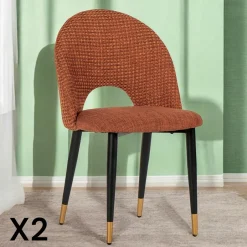 MALMOE Chaises Capitonnées|Chaises Contemporaines|Chaise salle à manger tissu quadrillé kaki (lot de 2)