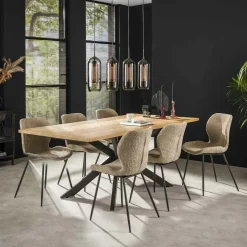 Helsinki Meubles De Cuisine·Chaises|Chaises Vintage|Chaise scandinave camel coutures apparentes pieds étoile (lot de 2)