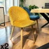ETNA Meubles De Cuisine·Chaises|Chaises En Bois|Chaise scandinave en bois et velours moutarde (lot de 2)