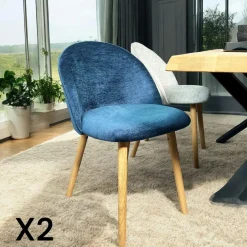ETNA Meubles De Cuisine·Chaises|Chaises En Bois|Chaise scandinave en bois et velours moutarde (lot de 2)