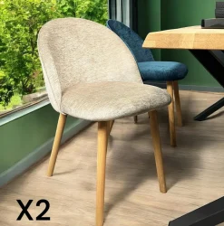 ETNA Meubles De Cuisine·Chaises|Chaises En Bois|Chaise scandinave en bois et velours bleu (lot de 2)