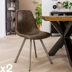 Helsinki Meubles De Cuisine·Chaises|Chaises Vintage|Chaise scandinave noire coutures apparentes pieds étoile (lot de 2)