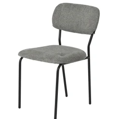 MALANG Chaises Vintage|Chaises Capitonnées|Chaise tissu brun taupe style écolier (lot de 2)