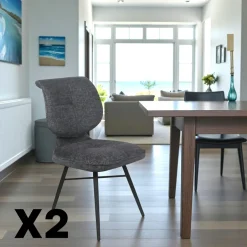 LIGURIE Meubles De Cuisine·Chaises|Chaises Contemporaines|Chaise tissu gris foncé à dossier double (lot de 2)