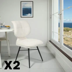 LIGURIE Meubles De Cuisine·Chaises|Chaises Contemporaines|Chaise tissu gris foncé à dossier double (lot de 2)