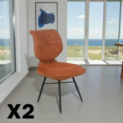 LIGURIE Meubles De Cuisine·Chaises|Chaises Contemporaines|Chaise tissu gris foncé à dossier double (lot de 2)