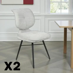 LIGURIE Meubles De Cuisine·Chaises|Chaises Contemporaines|Chaise tissu gris foncé à dossier double (lot de 2)