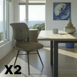 LIGURIE Meubles De Cuisine·Chaises|Chaises Contemporaines|Chaise tissu vert à dossier double (lot de 2)