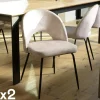 TIM Meubles De Cuisine·Chaises|Chaises Capitonnées|Chaise velours beige dossier demi-lune (lot de 2)