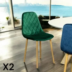 HAWAI Meubles De Cuisine·Chaises|Chaises Scandinaves|Chaise velours bleu (lot de 2)