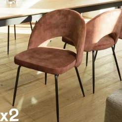 TIM Chaises Capitonnées|Chaises Contemporaines|Chaise velours vert dossier demi-lune (lot de 2)