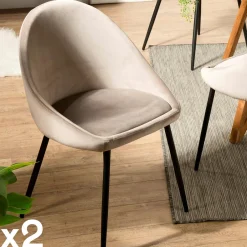 TIM Univers Déco·Scandinave Hygge|Chaises Vintage|Chaise velours vert jade (lot de 2)