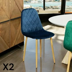 HAWAI Meubles De Cuisine·Chaises|Chaises Scandinaves|Chaise velours verte (lot de 2)