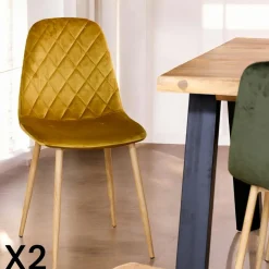 HAWAI Meubles De Cuisine·Chaises|Chaises Scandinaves|Chaise velours verte (lot de 2)