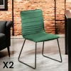 BURGOS Chaises Capitonnées|Chaises Velours|Chaise vert foncé motif ligne (lot de 2)