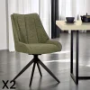 IENA Chaises Capitonnées|Chaises Velours|Chaise vert foncé pivotante en velours texturé (lot de 2)
