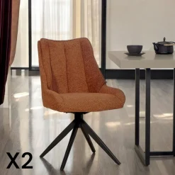 IENA Chaises Capitonnées|Chaises Velours|Chaise vert foncé pivotante en velours texturé (lot de 2)